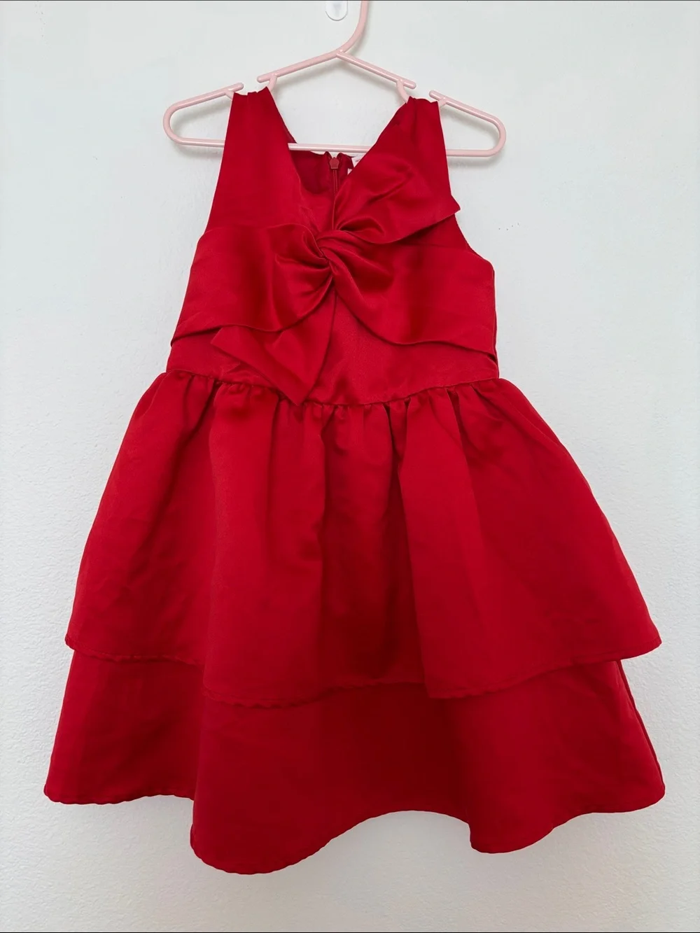 Satin Red Bow Front Party Dress for Girls